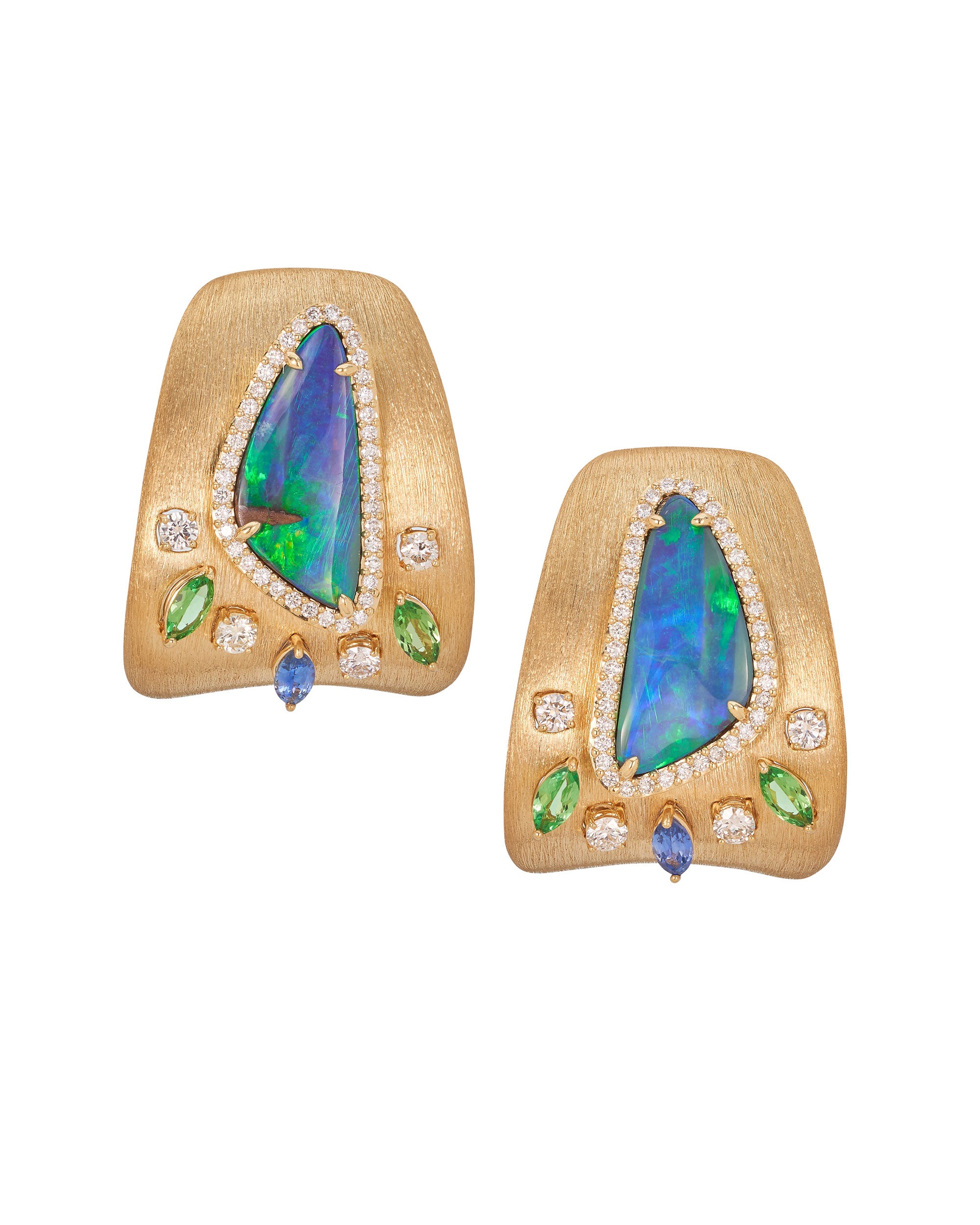 Azure Opal and Gemstones Earrings