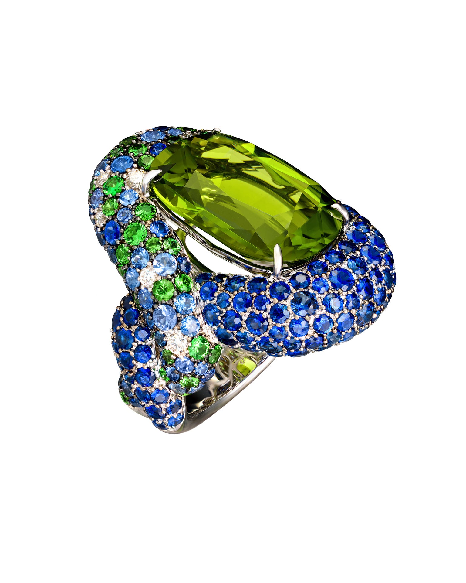 Peridot Peacock Ring