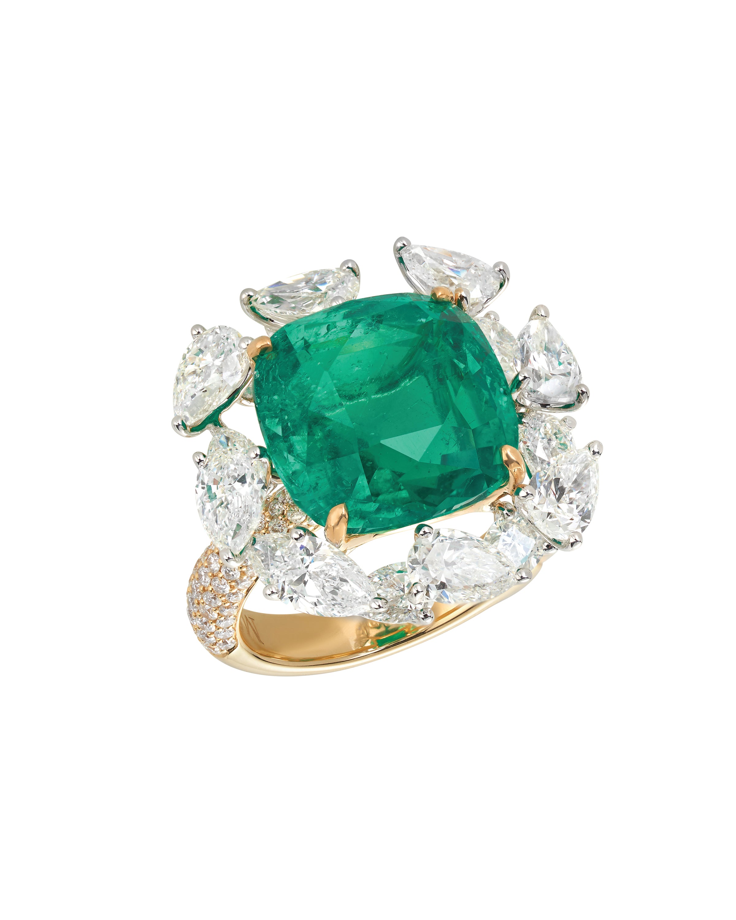 Vivid Emerald and Diamond Ring