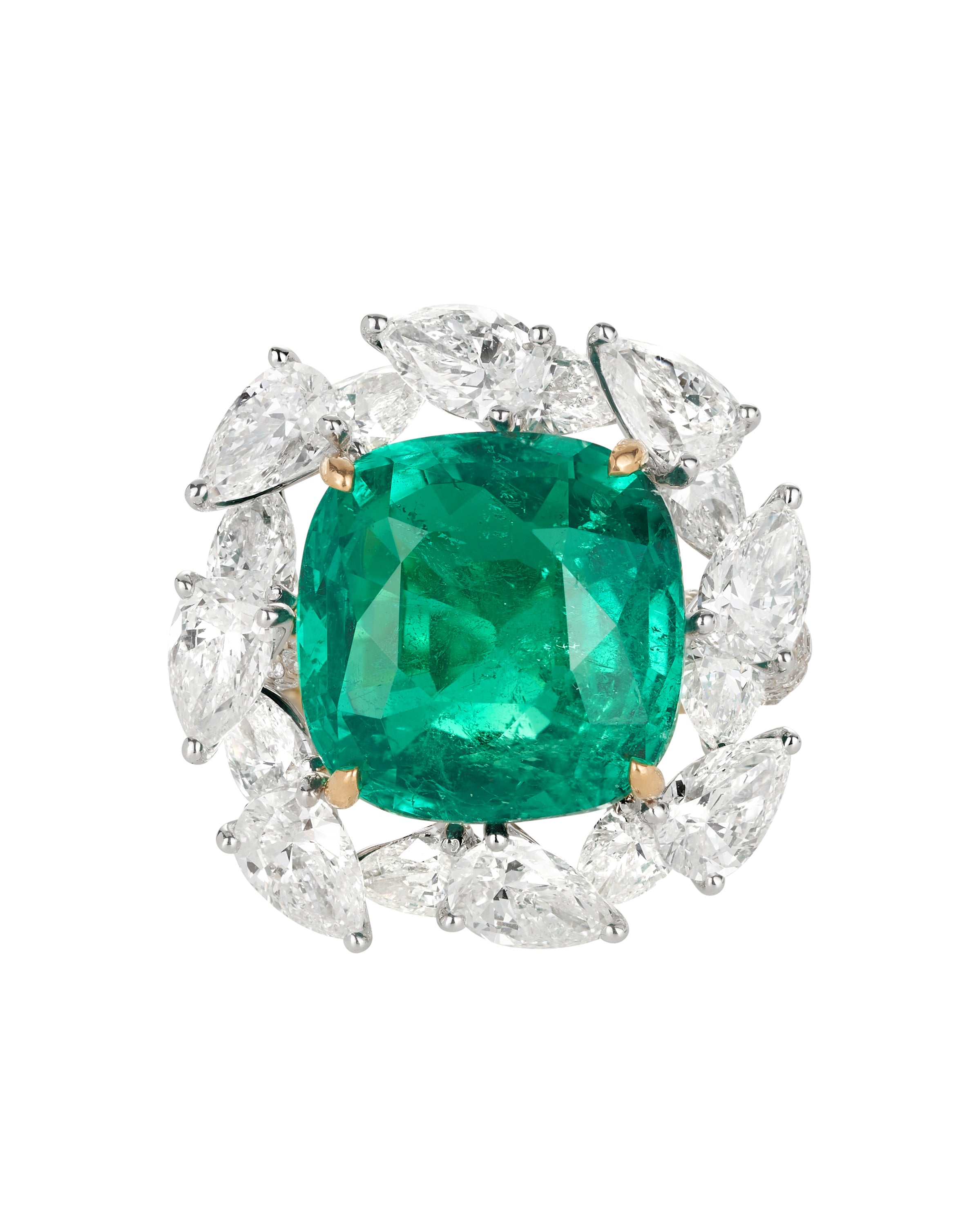 Vivid Emerald and Diamond Ring