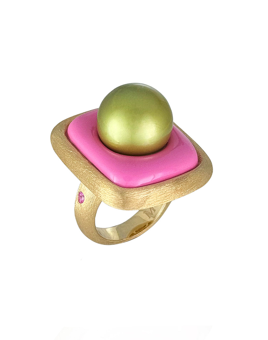 Pistachio Pearl with Pink and Green Bubblegum Ring