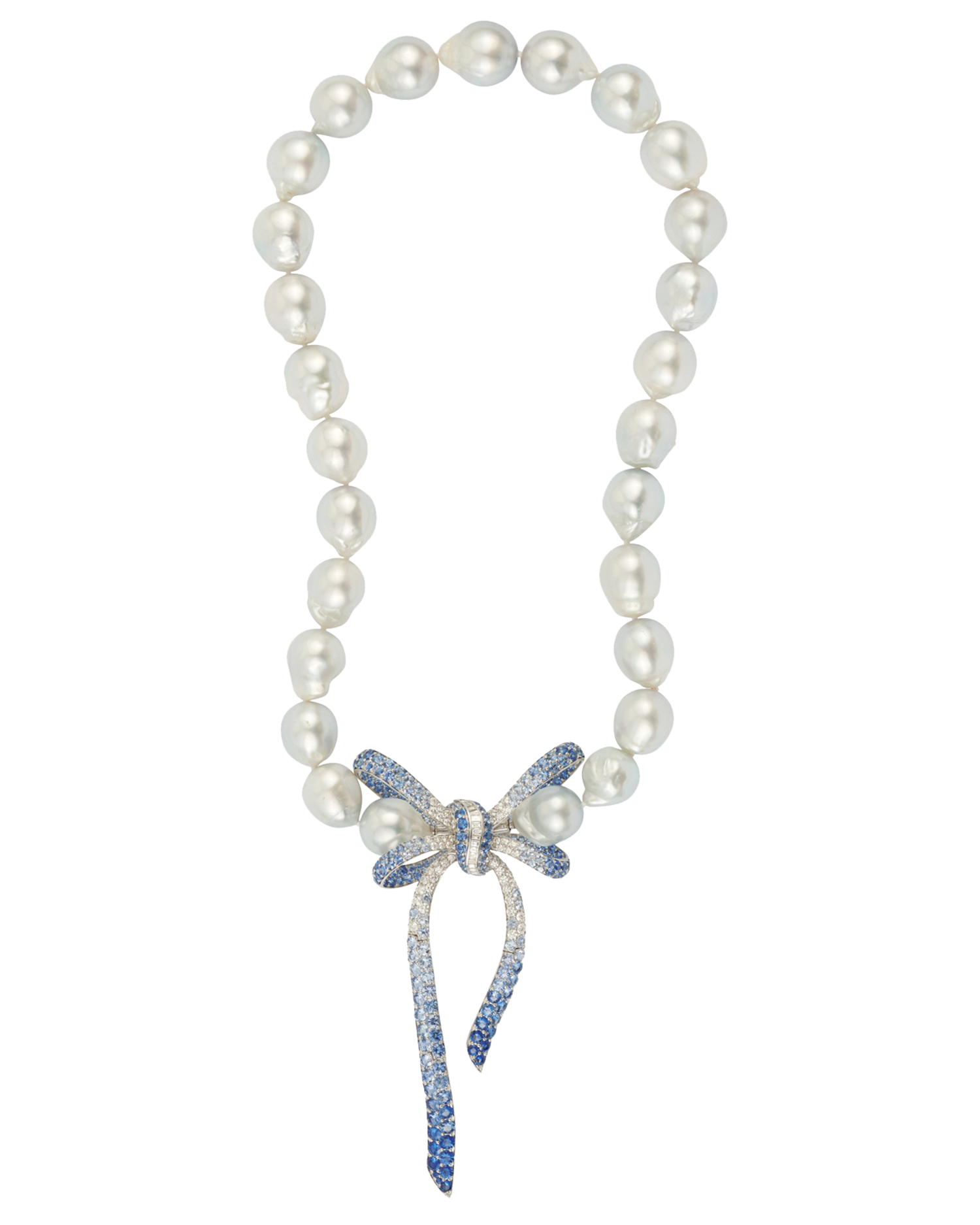 Bow Pendant & Pearl Necklace