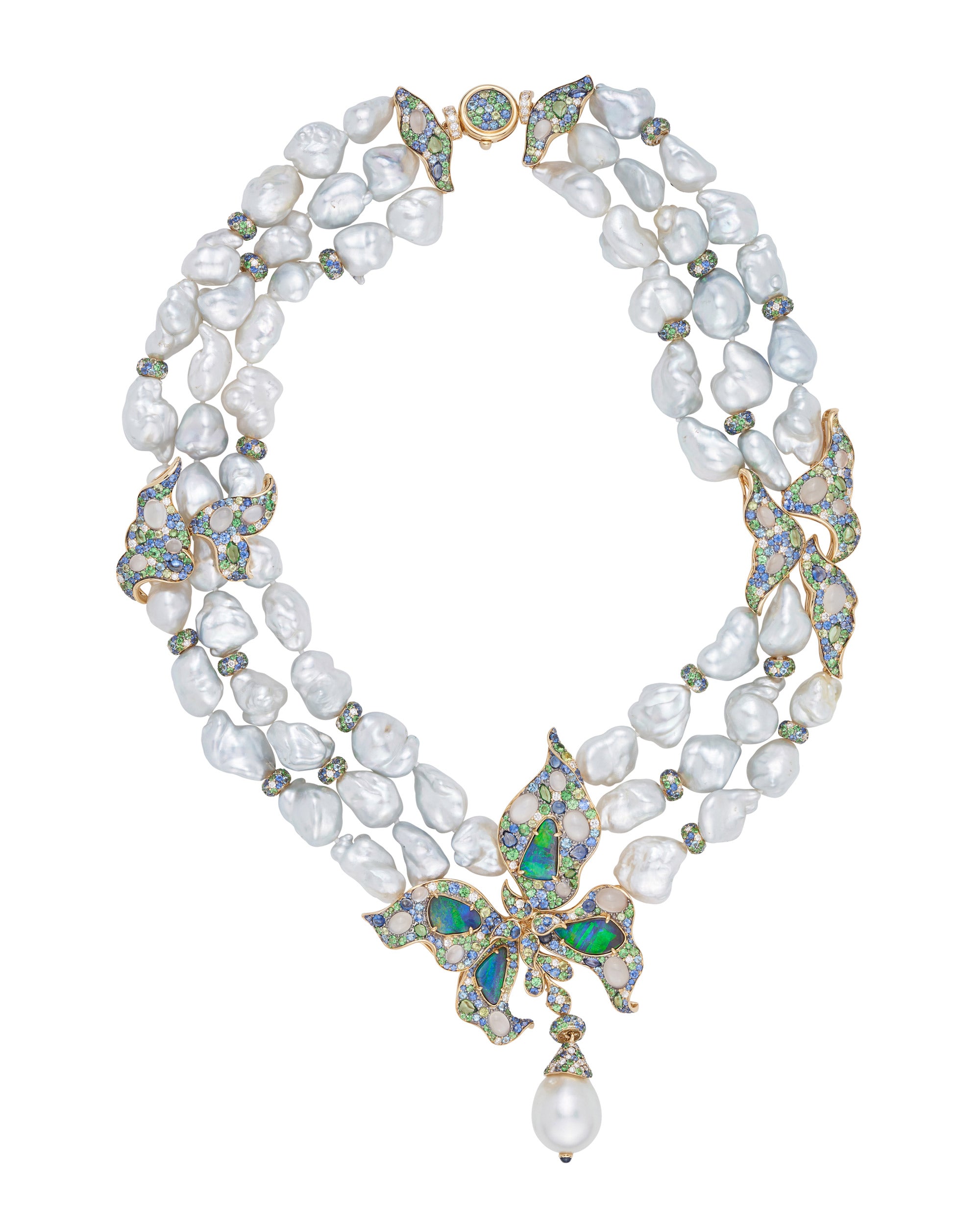 Pearl and Opal Butterfly Collier