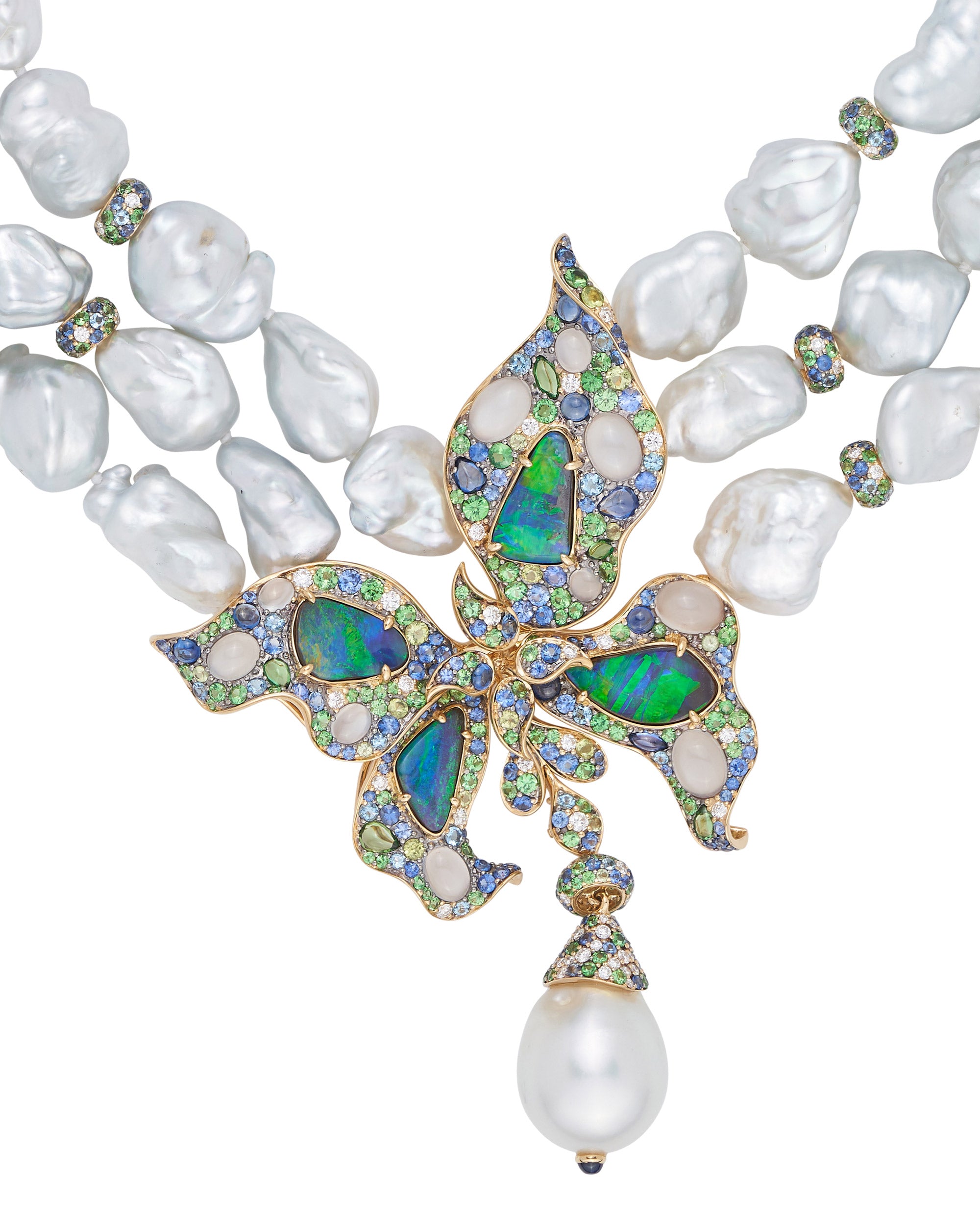 Pearl and Opal Butterfly Collier