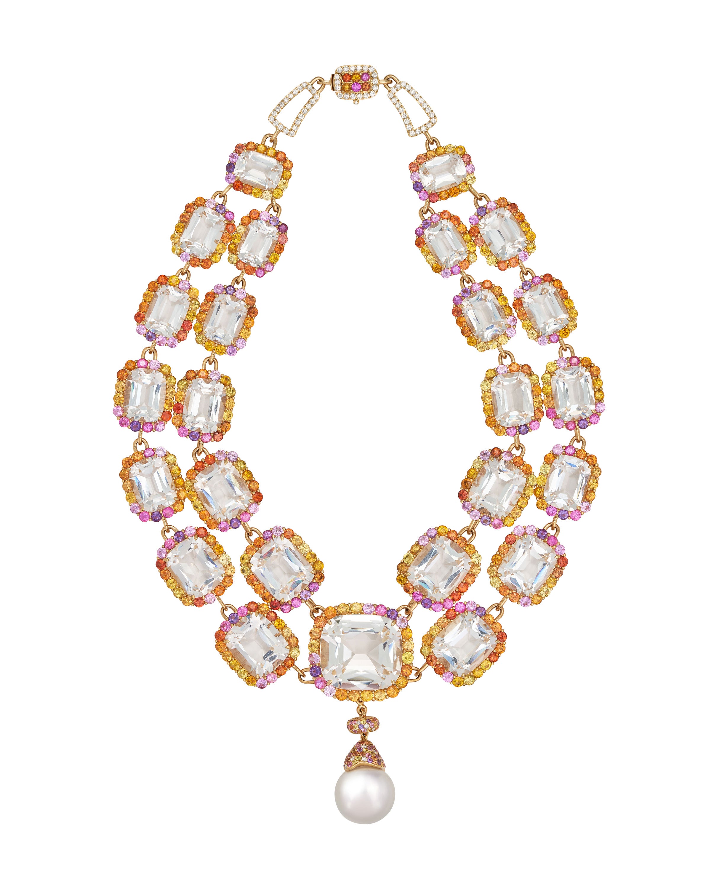 Rock Crystal and Pearl Drop Collier