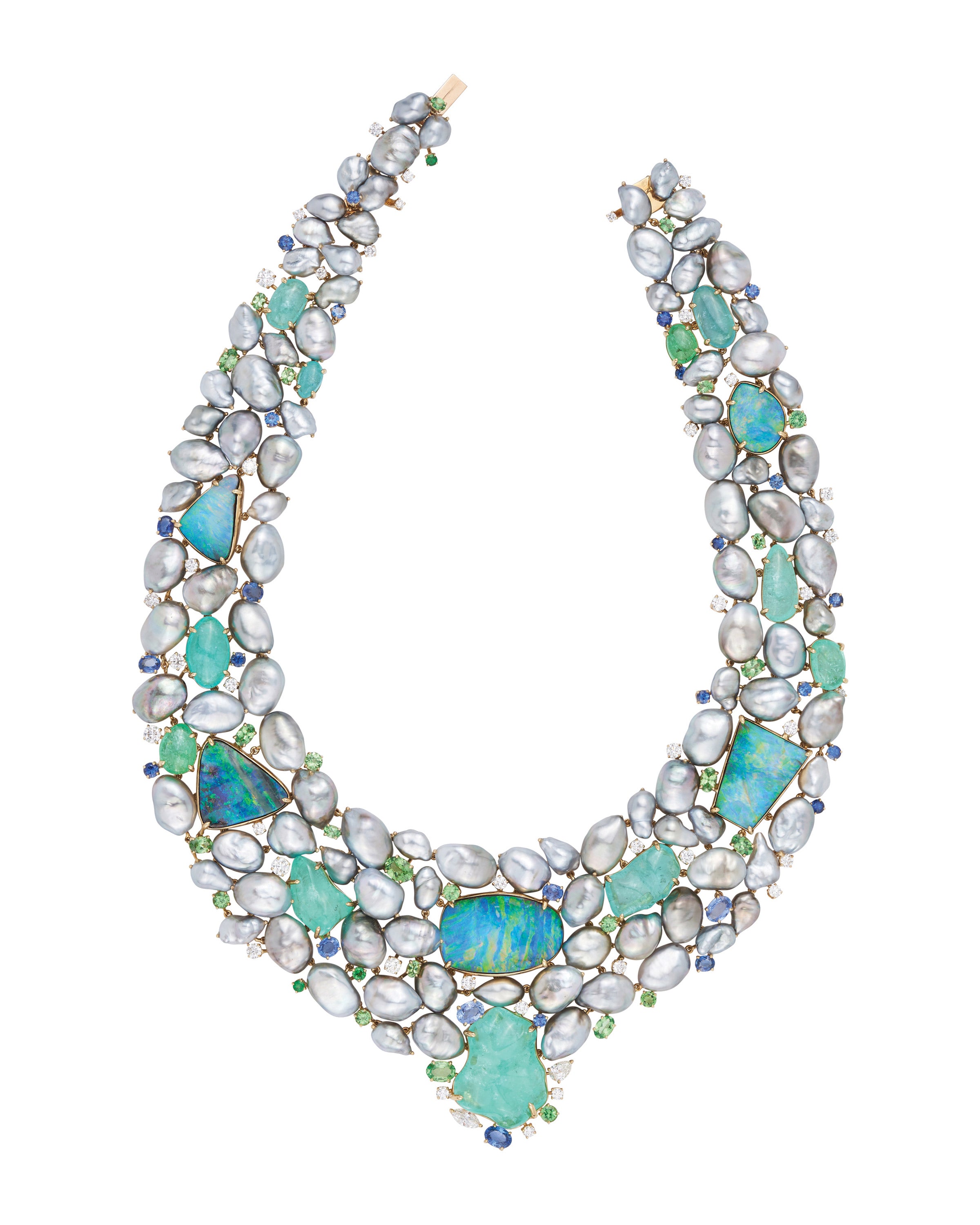 Bedarra Opal, Tourmaline and Keshi Pearl Collier