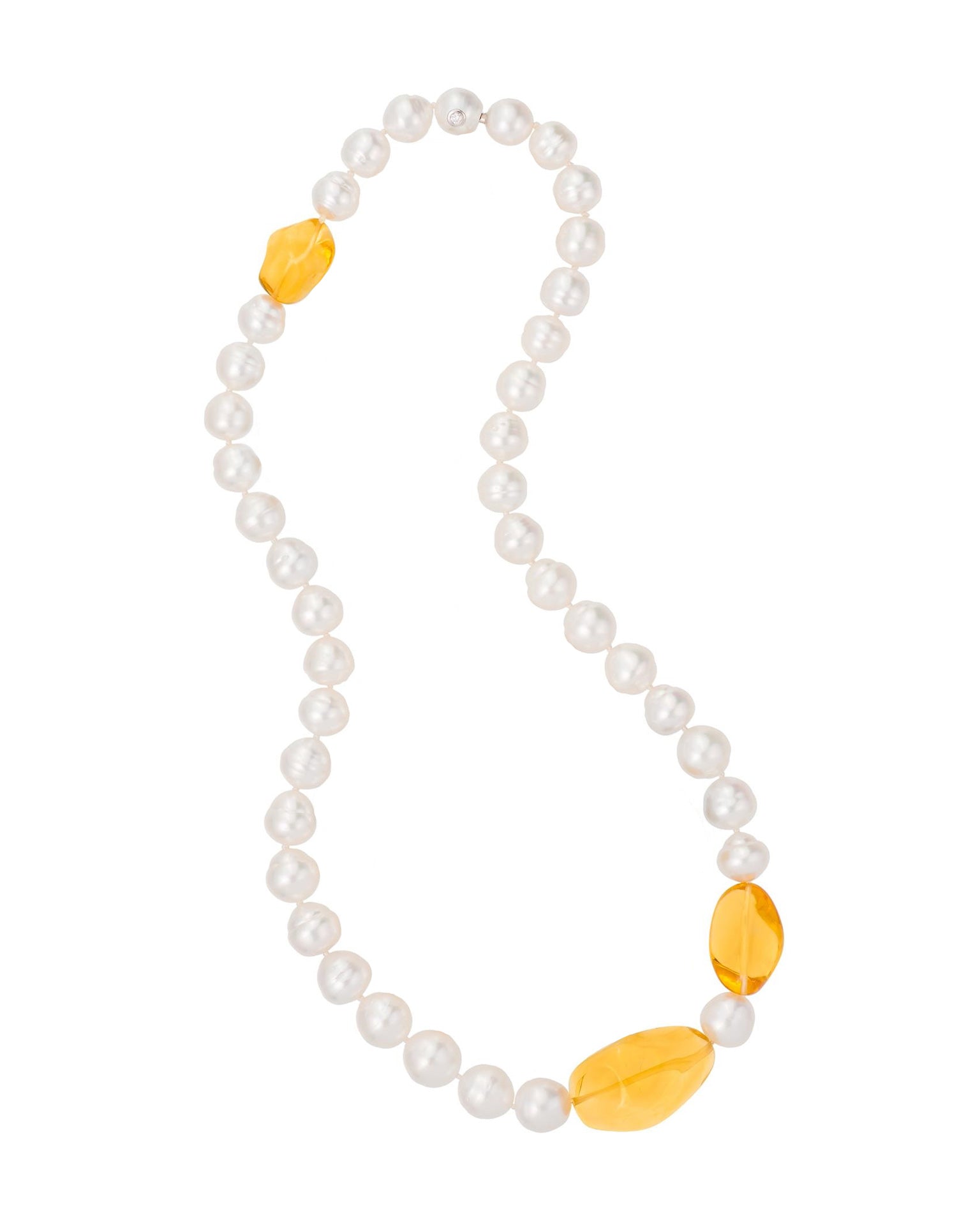 South Sea Pearl and Citrine Pebble Necklace