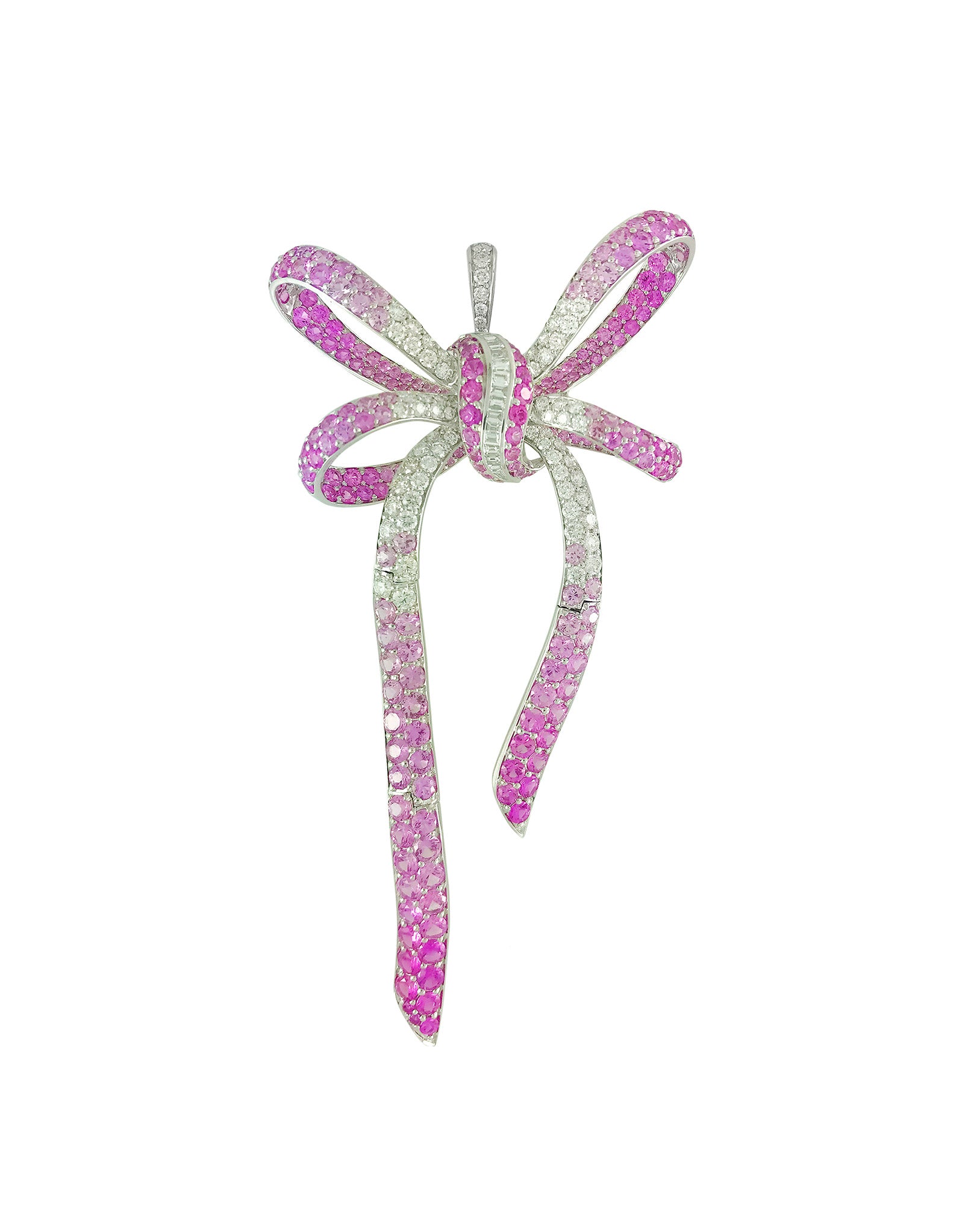 Pink Sapphire & Diamond Bow Pendant