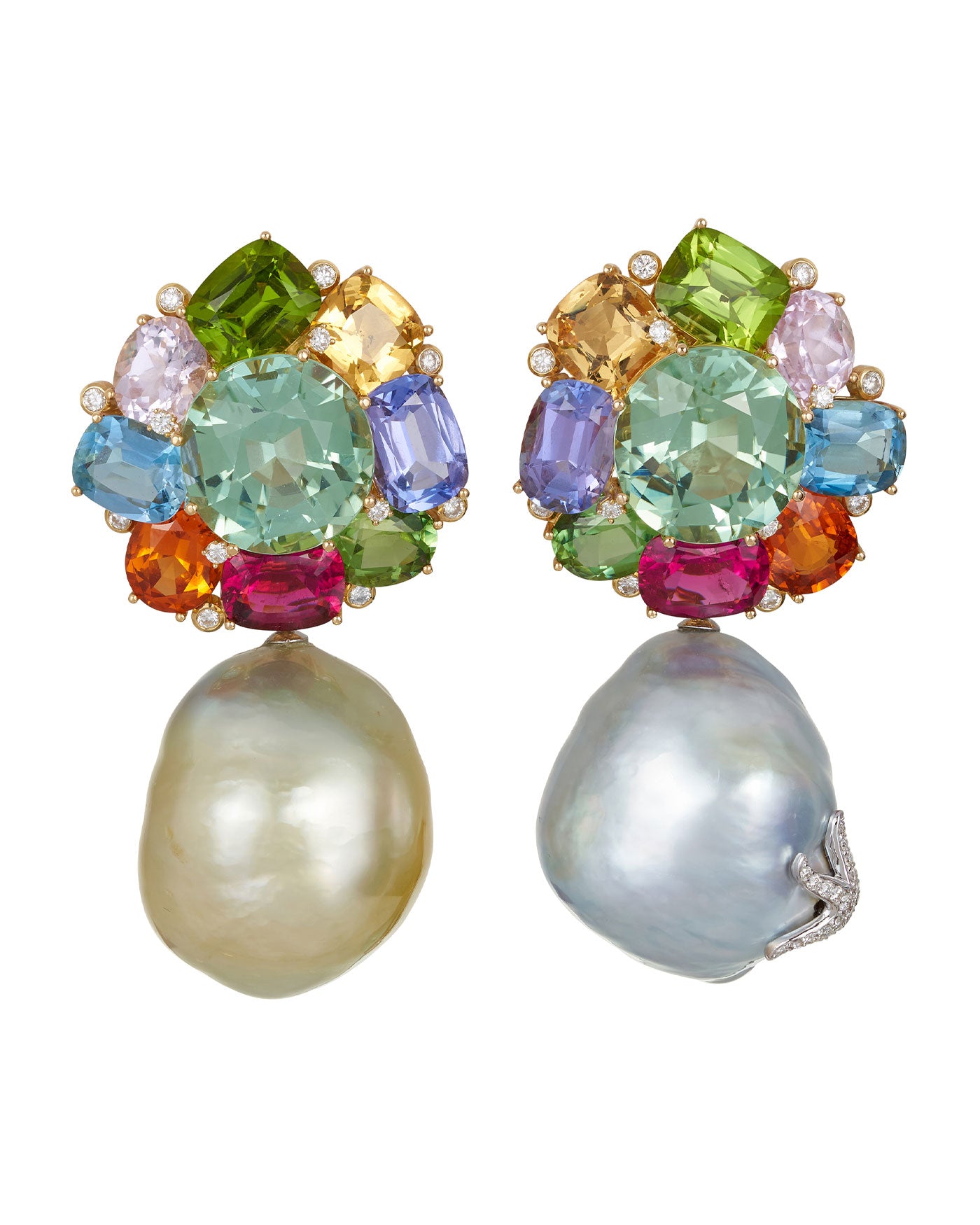 Lorikeet Tourmaline Pearl Earrings