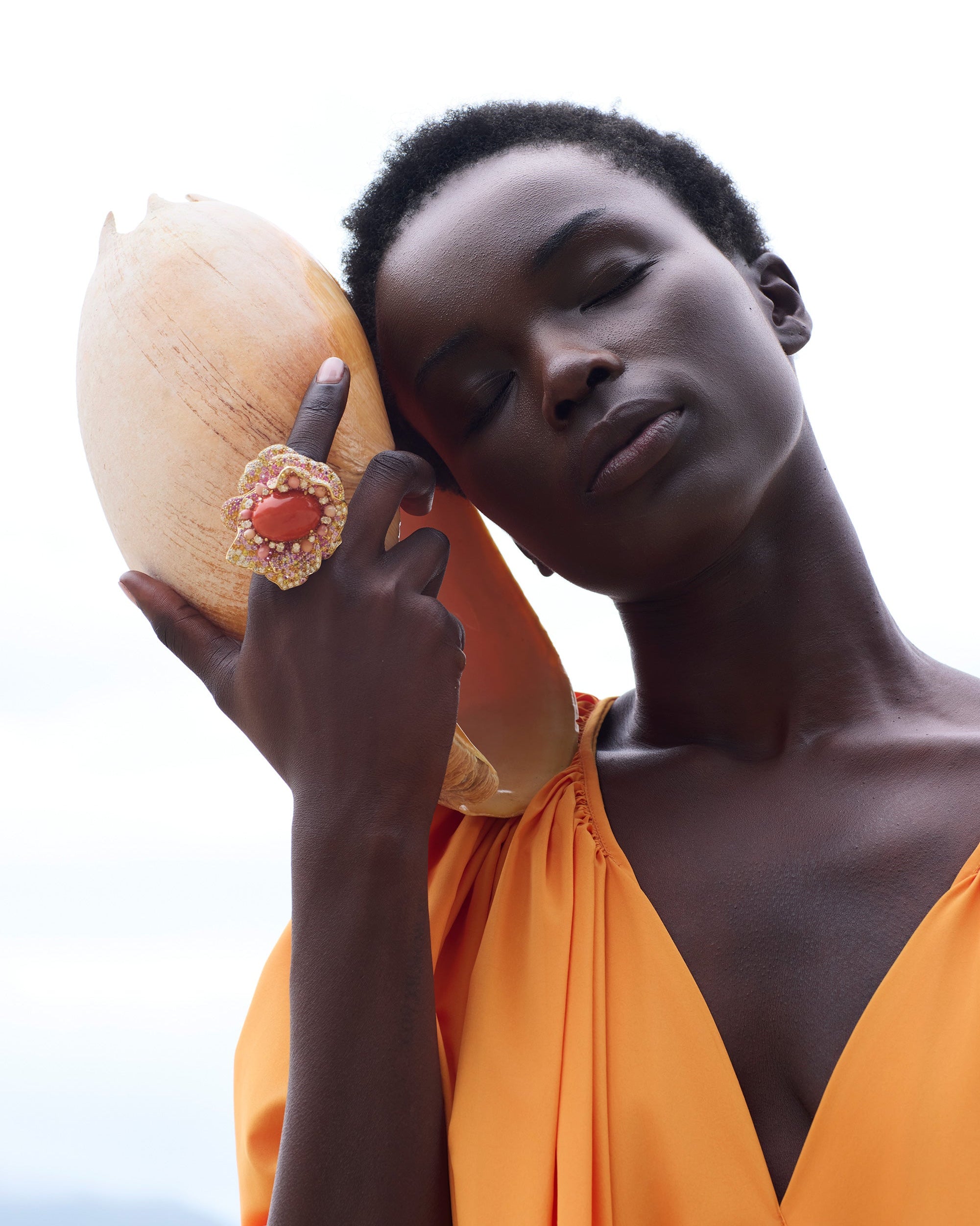 Conch Coral Flower Ring
