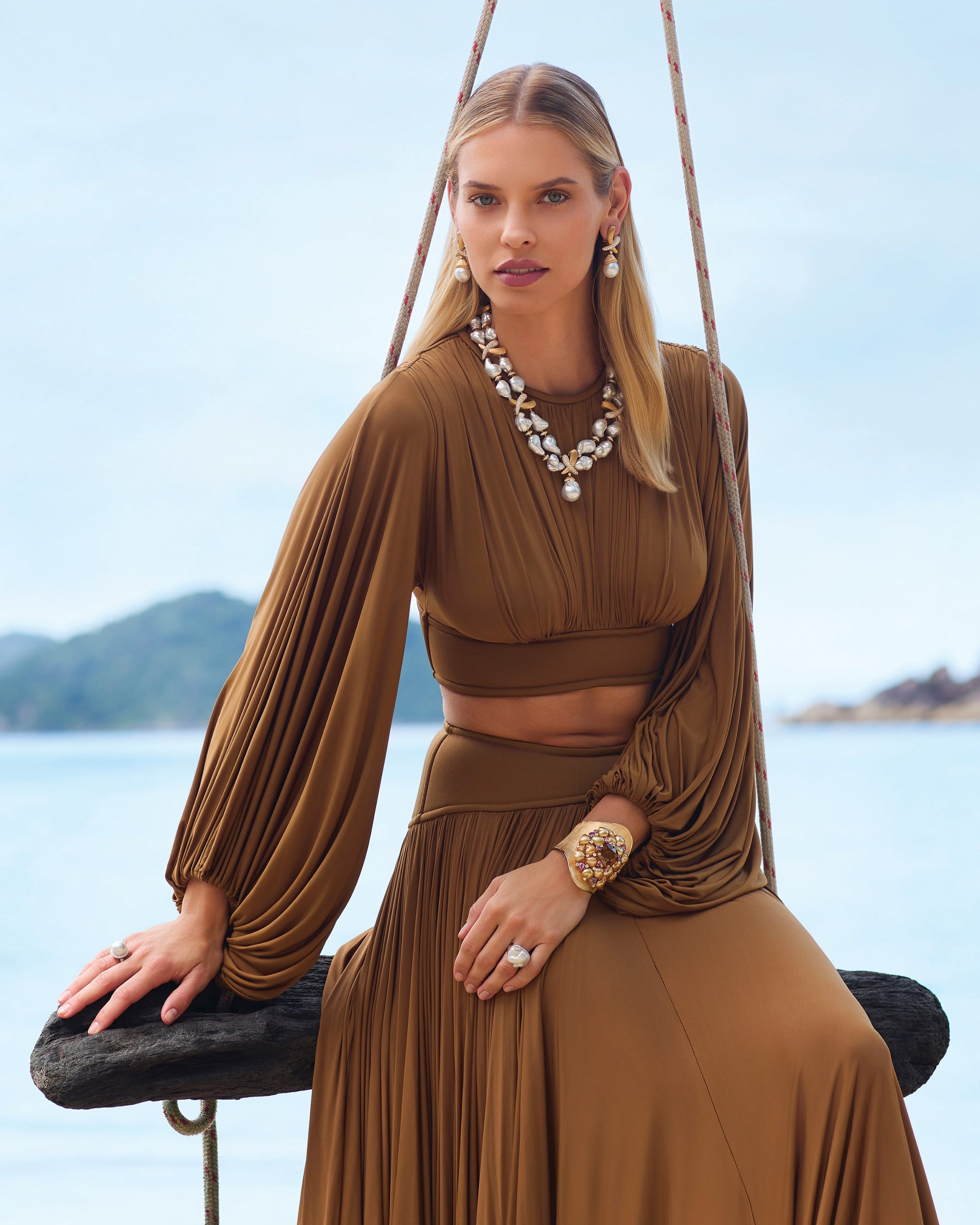 Golden Heart Pearl and Zircon Cuff