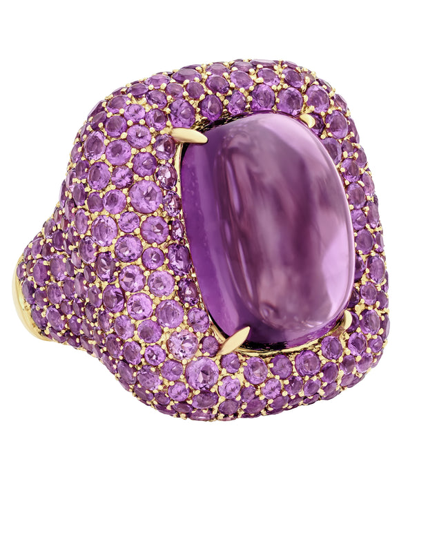 Amethyst Marbella ring enhanced with pave amethyst, crafted in 18 karat rose gold